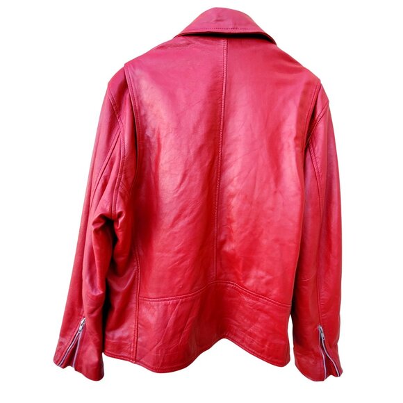 Red Leather Motorcycle Jacket Mens XL NWOT LLD Original Fonzy London Leathers - Picture 2 of 15